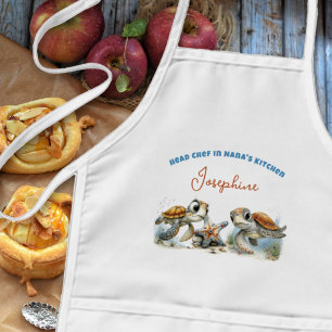 Kid Head Chef Sea Turtles Personalized Kids Apron
