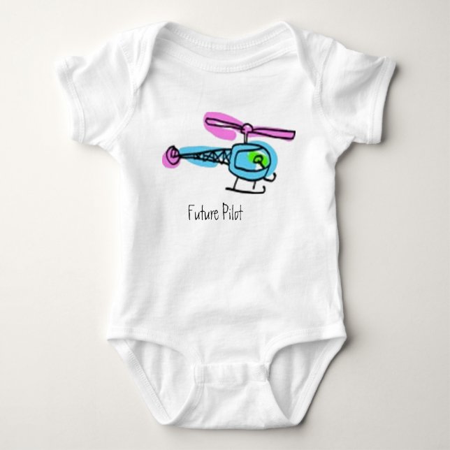 kid helicopter, Future Pilot Baby Bodysuit (Front)