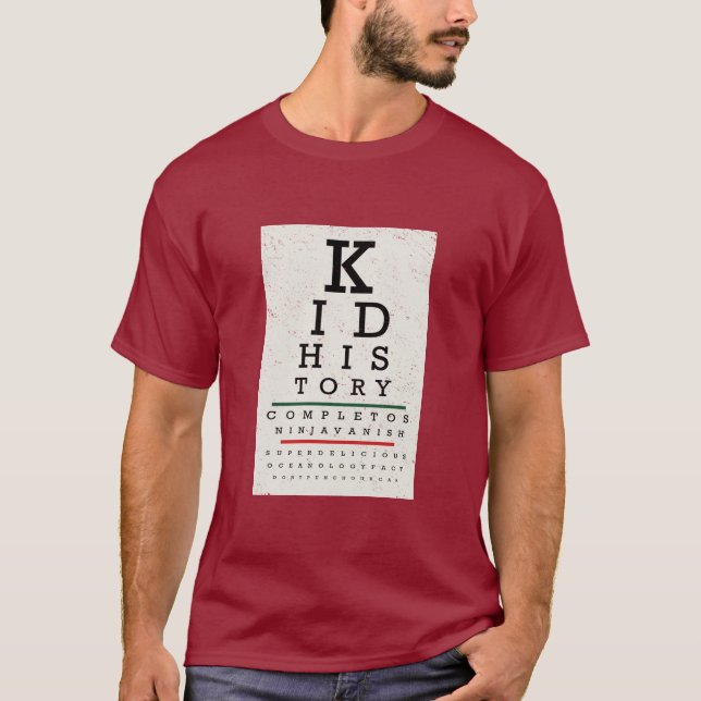 “Kid History” Eye Chart T-Shirt (Front)