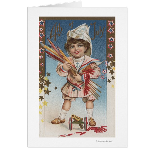 Kid Holding Fireworks and Rockets (Front)