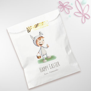 Kid in Easter Bunny Costume Egg Hunt Personalized Favour Bag
