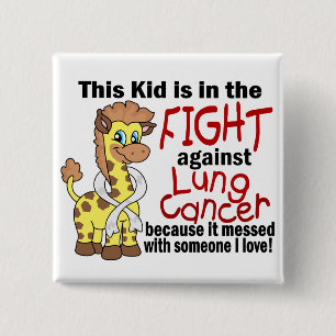 Kid In The Fight Against Lung Cancer 2 Inch Square Button