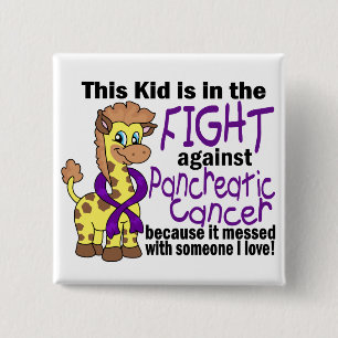 Kid In The Fight Against Pancreatic Cancer 2 Inch Square Button