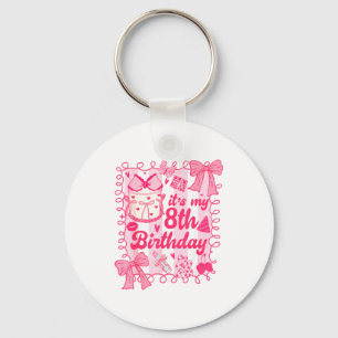 Kid Its My 8th Birthday Coquette Aesthetic 8 Years Keychain