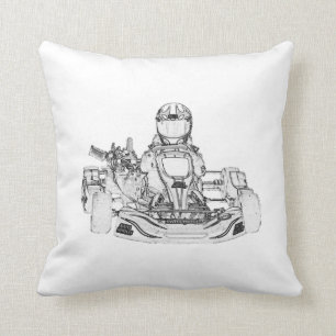 Kid Kart/Chequered Flag Pillow