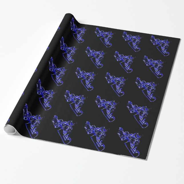 Kid Kart in Blue Wrapping Paper (Unrolled)