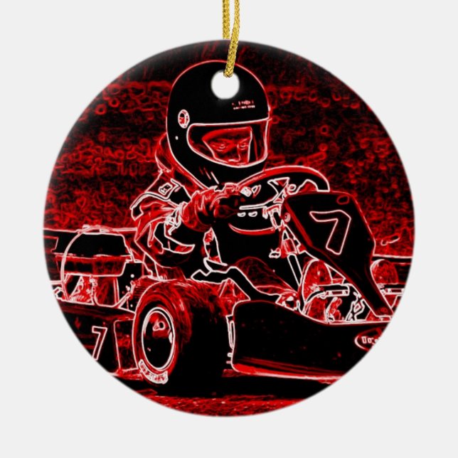 Kid Karts Are RED Hot! Ceramic Ornament (Front)