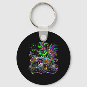 Kid Mardi Gras Grawr Dinosaur Trex Monster Truck T Keychain
