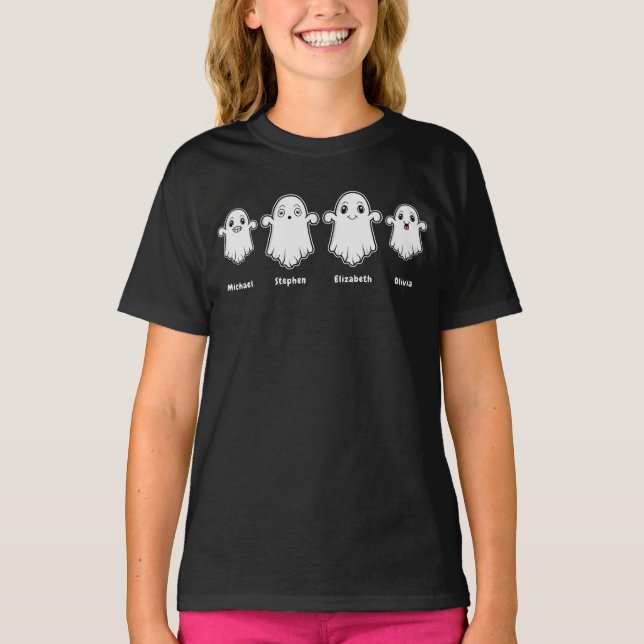 Kid Mommy Daddy 4 Person Ghost Family Halloween T-Shirt (Front)