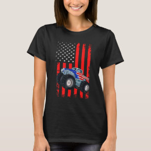 Kid Monster Truck Toddler Boys American Flag Ju T-Shirt