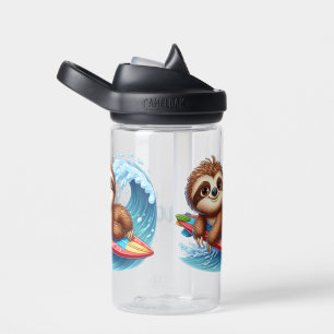 Kid Personalize Sloth Surfer  Water Bottle