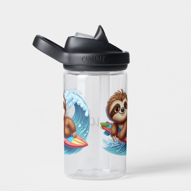 Kid Personalize Sloth Surfer  Water Bottle (Right)
