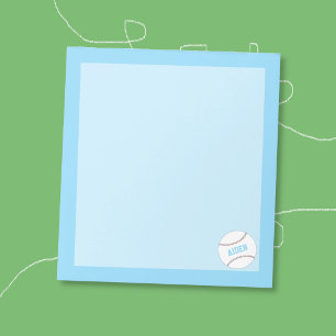 Kid Personalized Baseball Blue Notepad