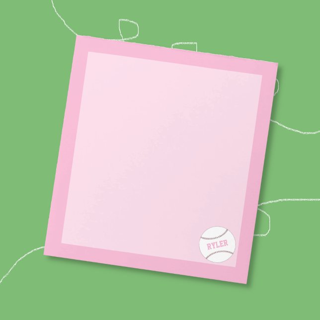 Kid Personalized Softball Pink Notepad (Creator Uploaded)