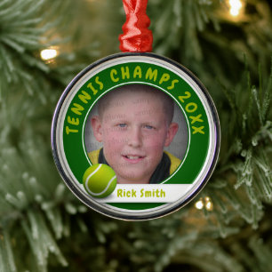 Kid Photo Tennis Champs 20XX Metal Ornament