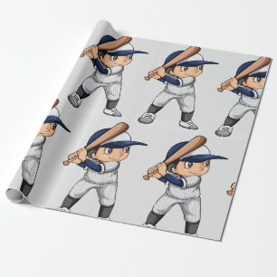 Kid Playing Baseball Wrapping Paper