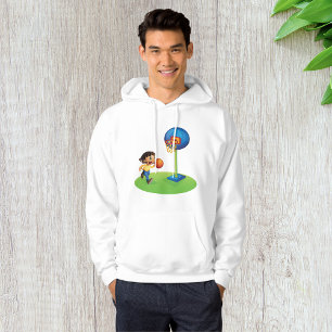 Kid Playing Basketball with Hoop Fun Sports Hoodie