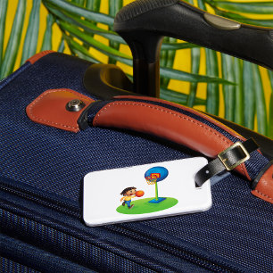 Kid Playing Basketball with Hoop Fun Sports Luggage Tag