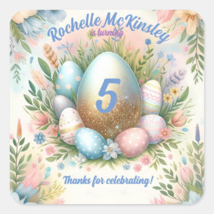 Kid’s Easter Egg Hunt Spring Birthday Party Square Sticker