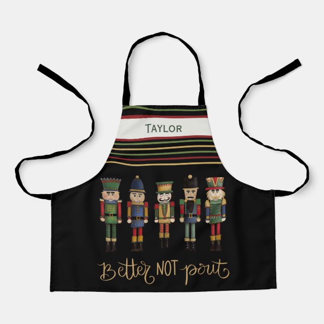 Kid’s Funny Nutcracker Personalized Name Christmas Apron (Front)