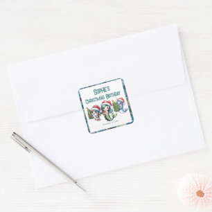 Kid`s Mermaid 5th Christmas Birthday Square Sticker