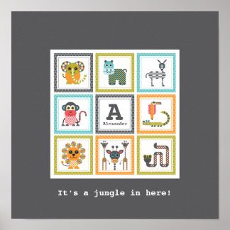 Kid’s Modern Jungle Safari Animals Poster