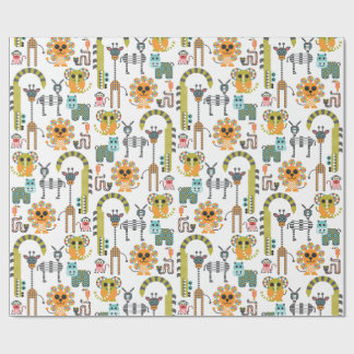 Kid’s Modern Jungle Safari Animals Wrapping Paper
