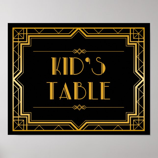 Kid’s Table Wedding Sign | Gatsby Art Deco (Front)