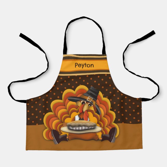 Kid’s Thanksgiving Cute Turkey Inspirivity Apron (Front)