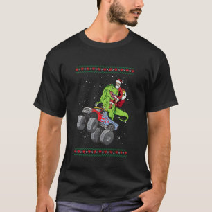 Kid Santa Riding T Rex Dinosaur Monster Truck Boy T-Shirt