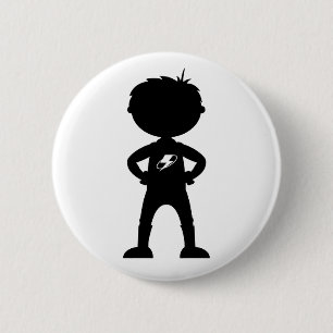 Kid Superhero Silhouette Badge 2 Inch Round Button
