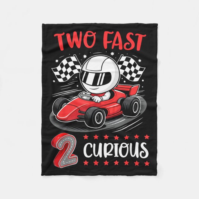 Kid Two Fast 2 Curious 2nd Birthday Two Years Old  Fleece Blanket (Front)