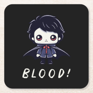 Kid Vampire Square Paper Coaster