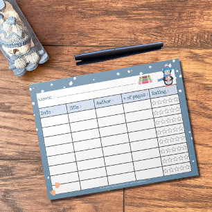 Kid Winter Reading Log with Ratings Notepad