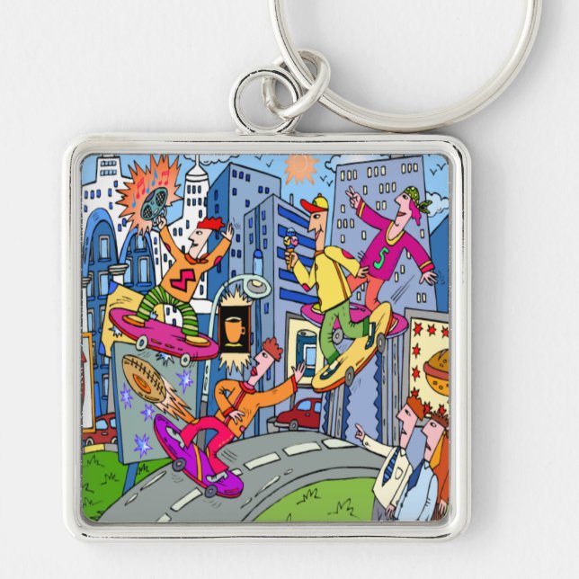 Kid Zazzle Skate Board Keychain (Front)