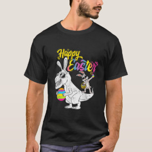 Kidasaurus Happy Easter T Rex Dino Dabbing Rabbit T-Shirt