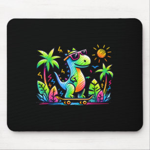 Kidcore Aesthetic Dinosaur Skateboarding Doodle Al Mouse Pad