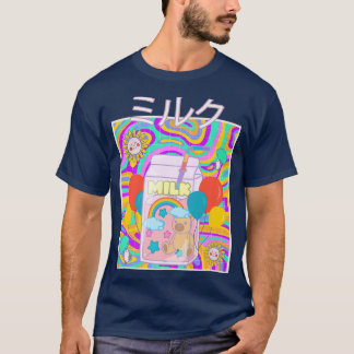 Kidcore Aesthetic Japanese Kawaii Milk Carton 80s  T-Shirt