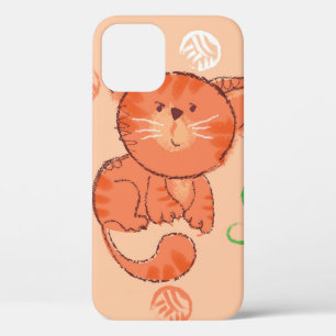 Kiddy red toy cat seamless pattern iPhone 12 case