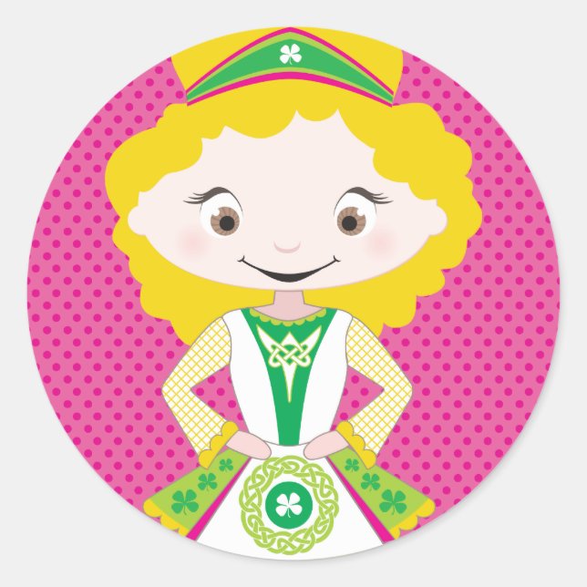 KIDLETS :: irish dancer blonde Classic Round Sticker (Front)