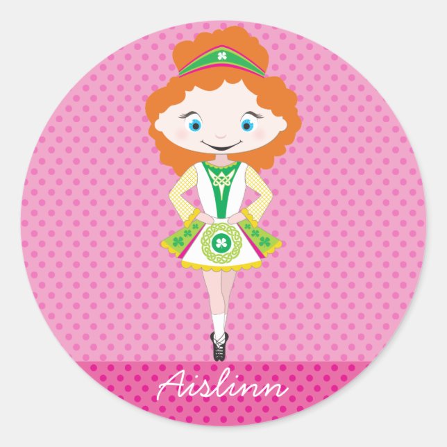 KIDLETS irish dancer dancing red hair Classic Round Sticker (Front)