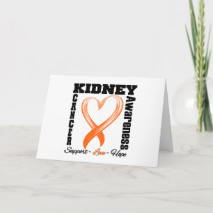 Kidney Cancer Awareness Brushed Heart Ribbon v1 Card