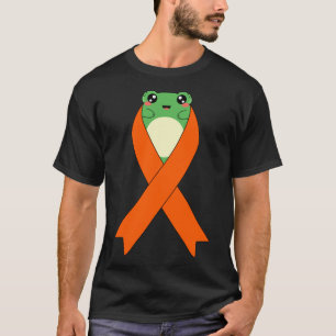 Kidney Cancer Awareness Kawaii Frog Orange Ribbon  T-Shirt