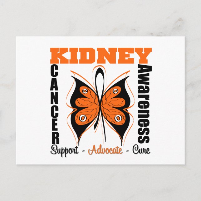 Kidney Cancer Awareness Orange Butterfly Postcard (Front)