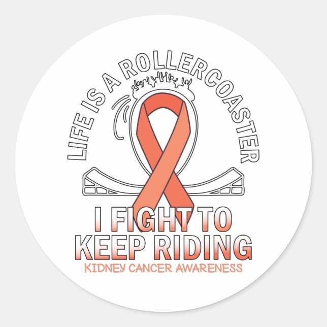 Kidney cancer awareness orange ribbon classic round sticker (Front)