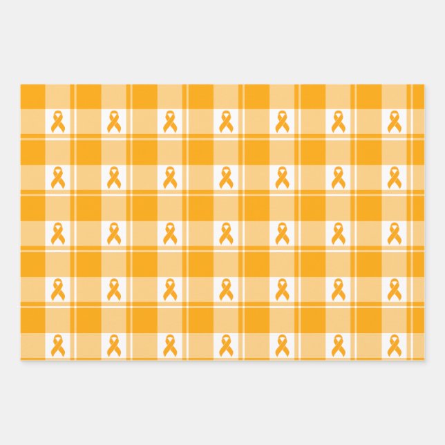Kidney Cancer Awareness Plaid Wrapping Paper (Front)