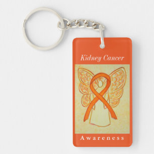 Kidney Cancer Awareness Ribbon Angel Keychain