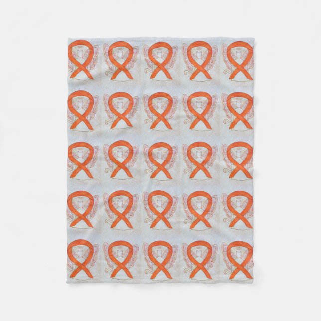 Kidney Cancer Awareness Ribbon Soft Fleece Blanket (Front)
