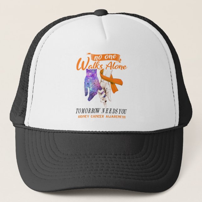 Kidney Cancer Awareness Ribbon Support Gifts Trucker Hat (Front)