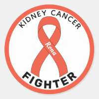 Kidney Cancer Fighter Ribbon White Round Sticker